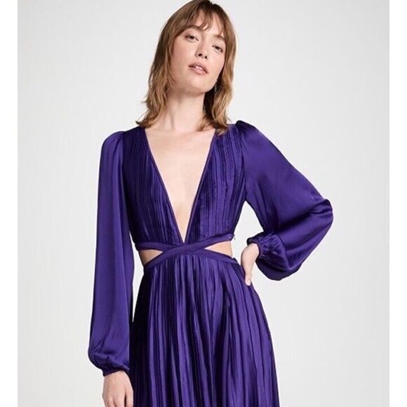 NWT Rococo Sand Cassi Long Sleeve Midi Dress Cut Out Purple Small - Picture 12 of 12